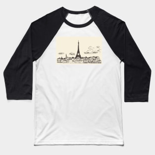 Paris City Sketch Baseball T-Shirt